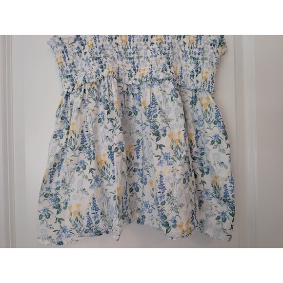 Janie And Jack White Ruffle Smock Tank Top Blue Yellow Florals Girls Size 16 - Picture 3 of 9